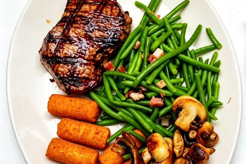 Gegrilltes Rumpsteak mit Grillspuren auf dem Teller der Adlermühle