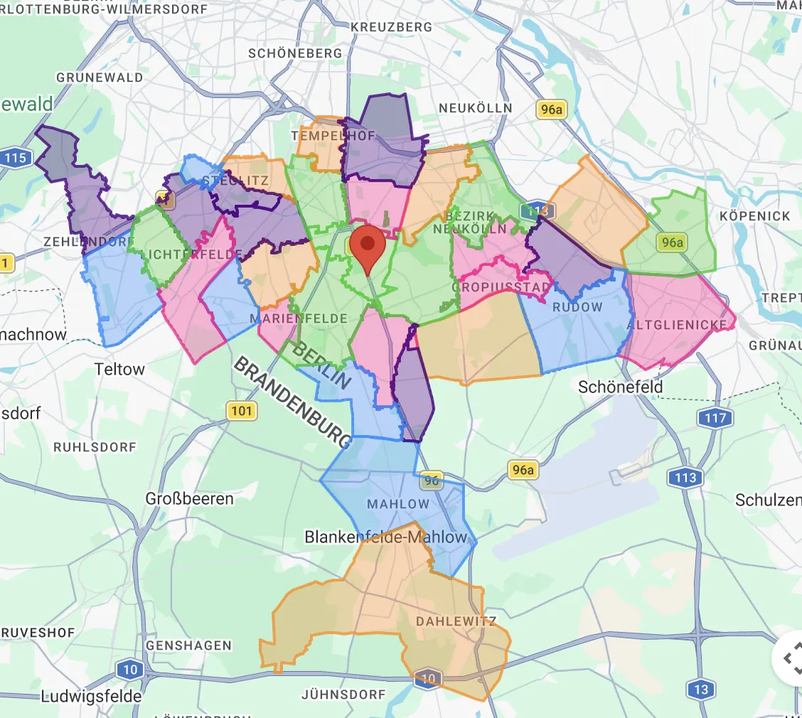Karte Liefergebiet Adlermühle – Berlin Süd und Brandenburger Umland